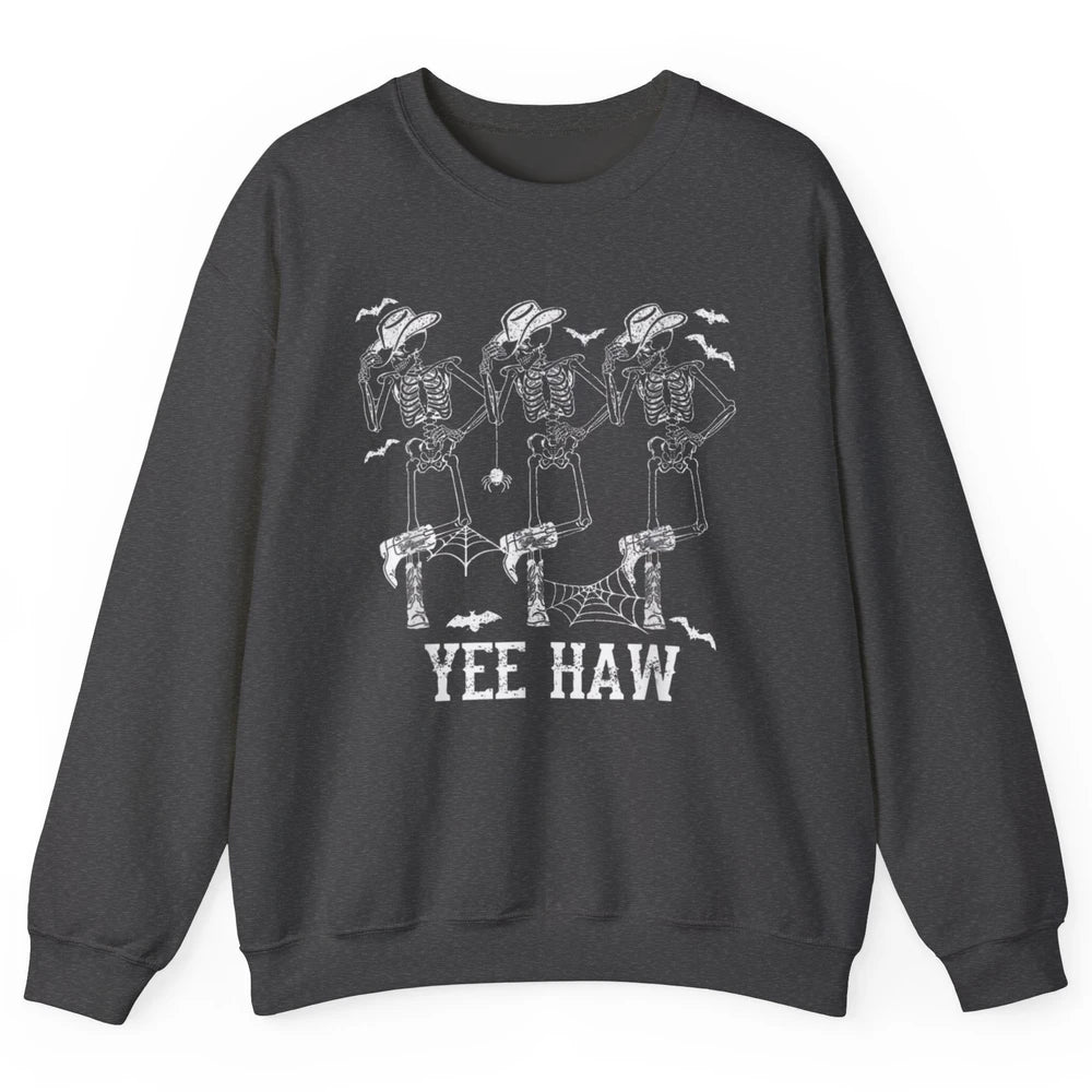 Yee Haw Skeleton Dancing Cowboy Boots Howdy Western Rodeo Unisex Crewneck Sweatshirt