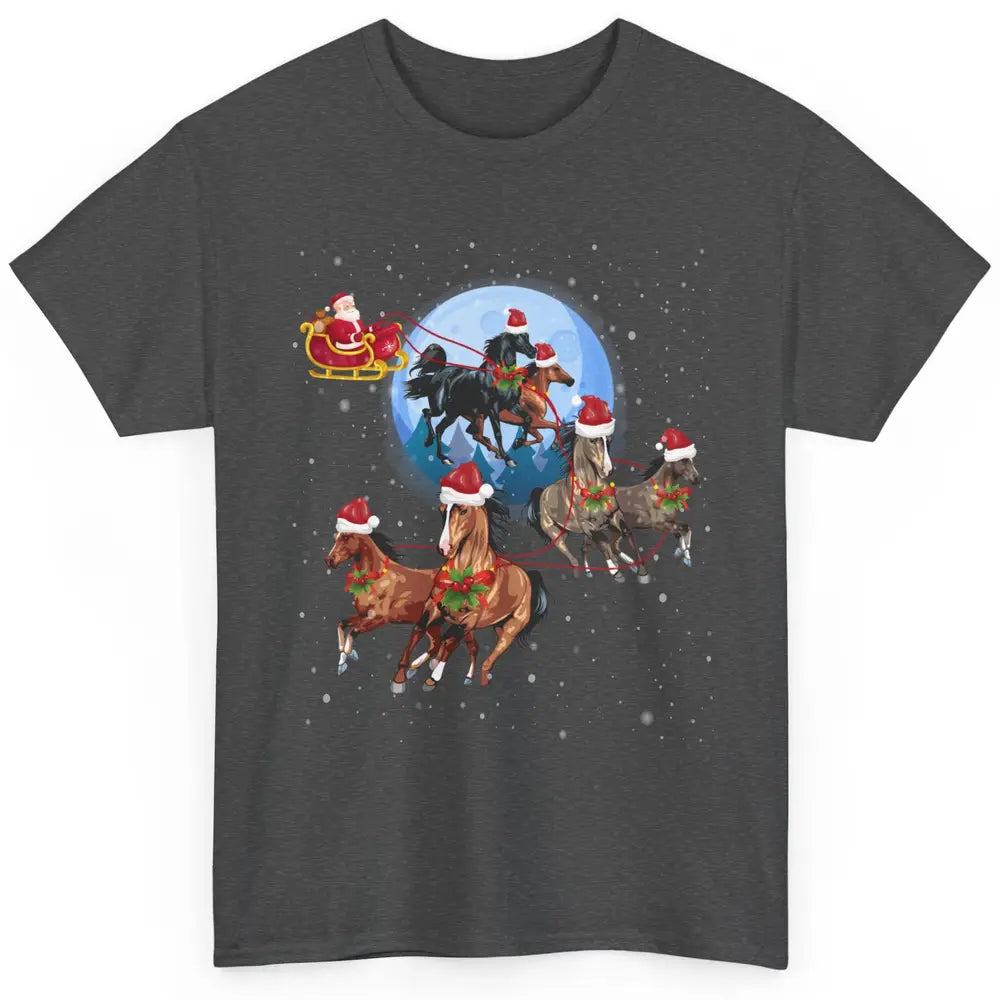 Merry Christmas Horse Drawn Sleigh Riding Santa Claus Xmas Classic Unisex T-Shirt