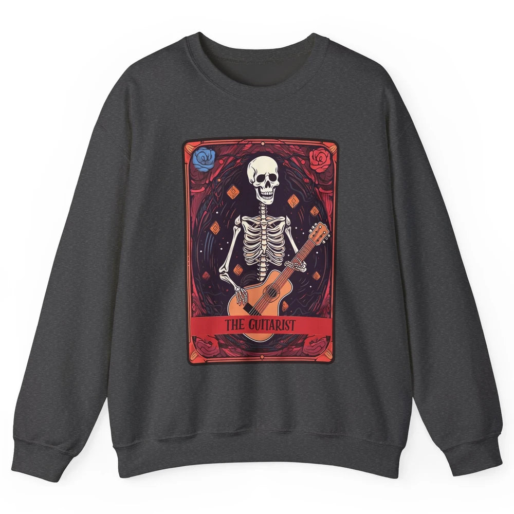 Retro Skeleton Musician The Guitarist Tarot Card Halloween Unisex Crewneck Sweatshirt