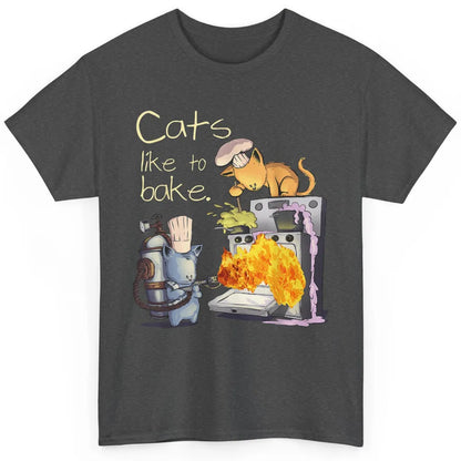 Funny Cats Like To Bake Chef Fire Sarcasm Kitten Pet Baker Classic Unisex T-Shirt