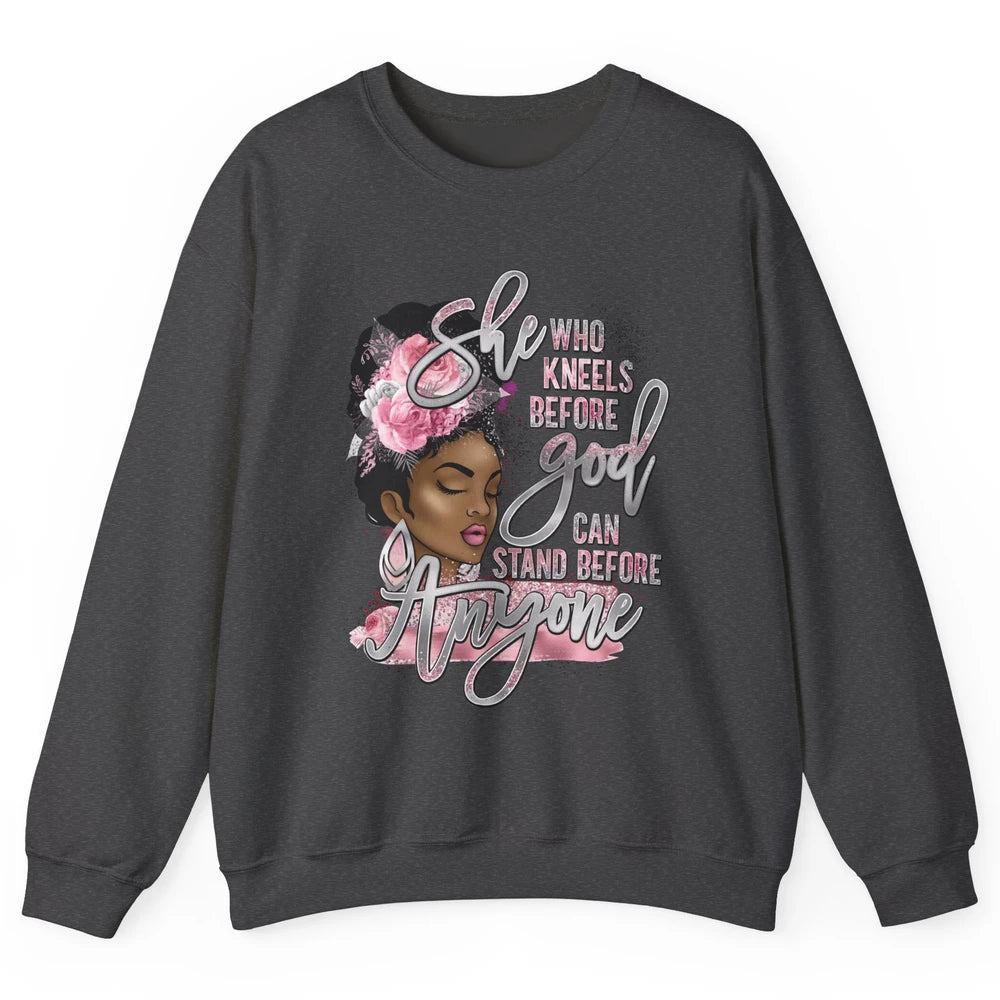 Black Girl She Who Kneels Before God Christian Afro Women Unisex Crewneck Sweatshirt