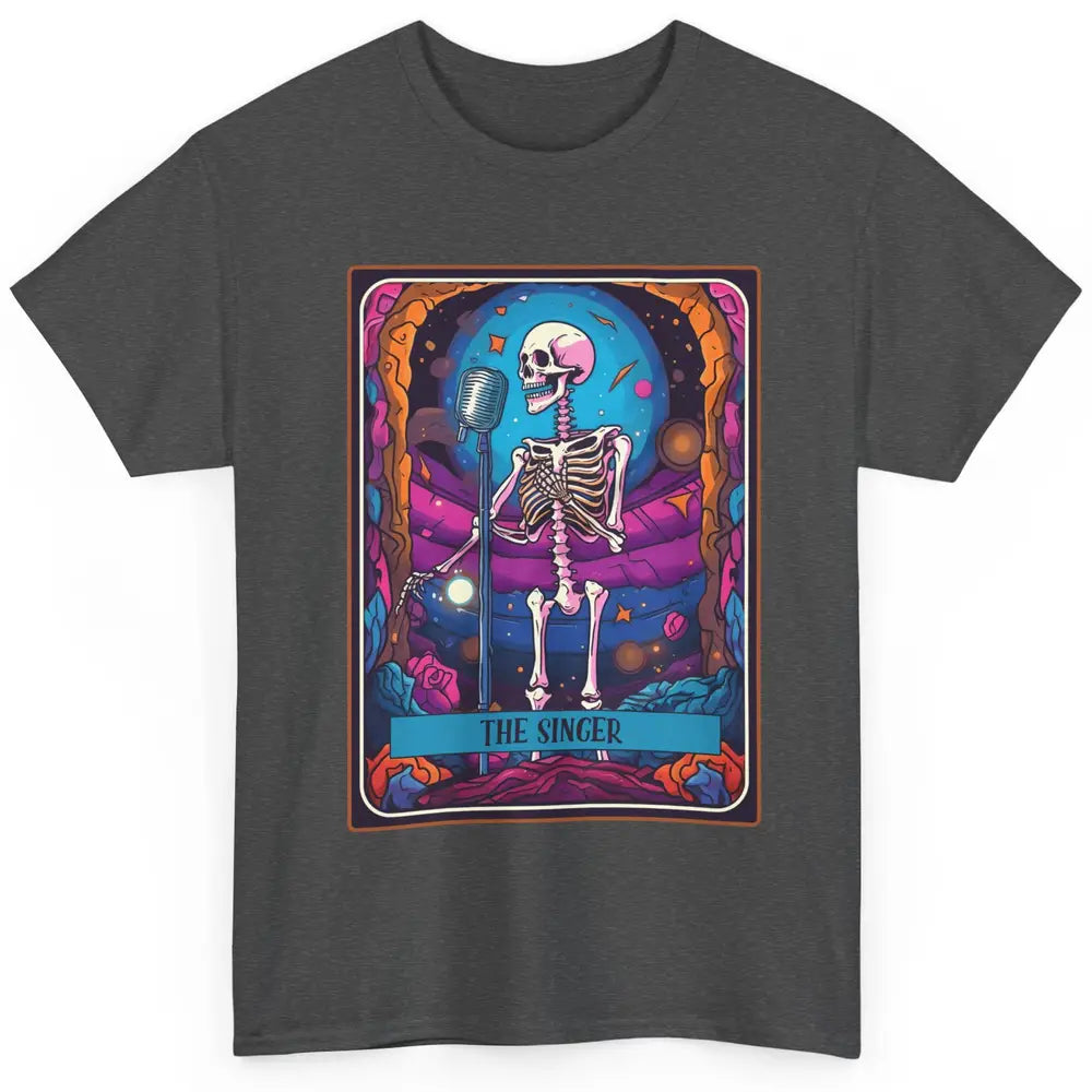 Retro Skeleton Singing The Singer Tarot Card Halloween Classic Unisex T-Shirt