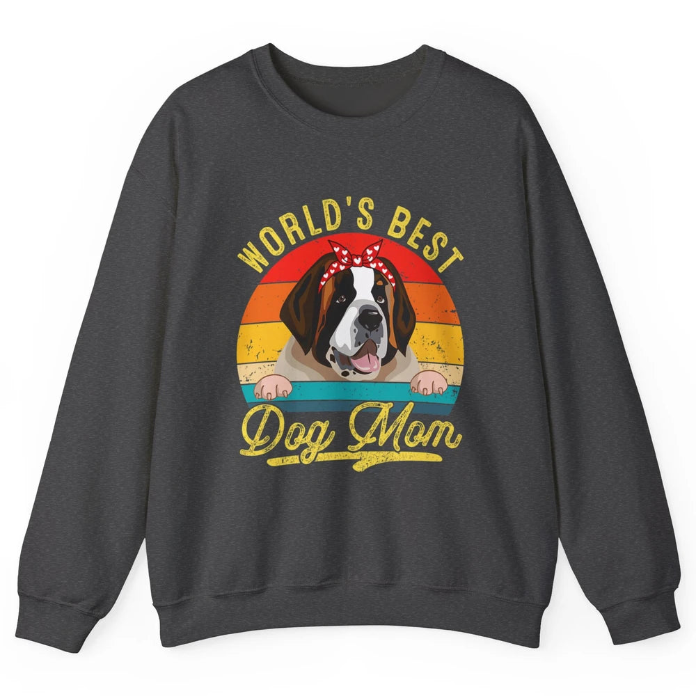 World Best Saint Bernard Dog Mom Funny Sunflower Mothers Day Unisex Crewneck Sweatshirt