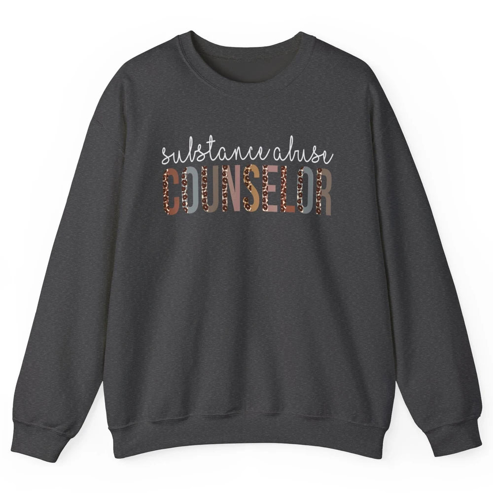 Substance Abuse Awareness Day Counselor Leopard Appreciation Unisex Crewneck Sweatshirt