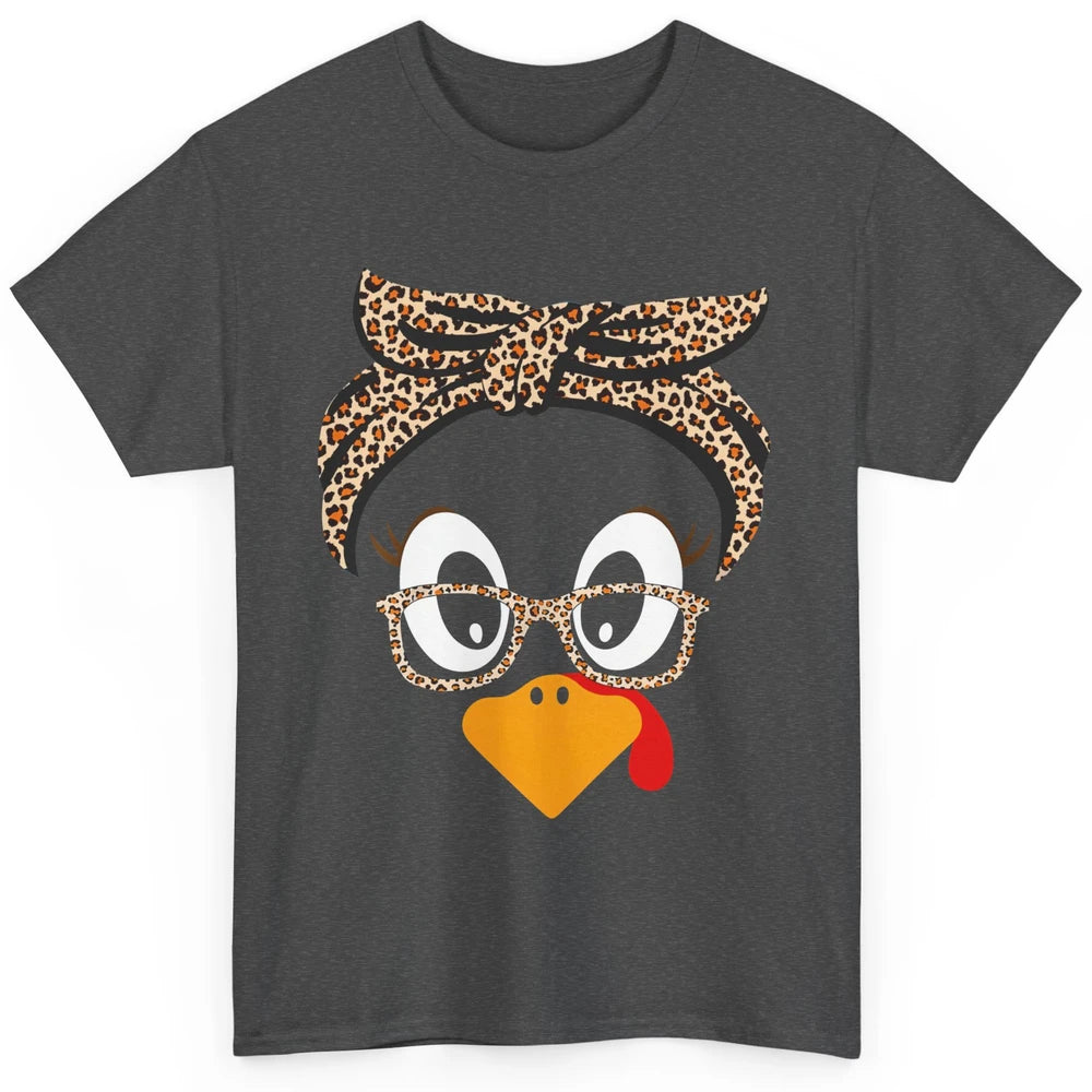 Cute Turkey Mom Leopard Glasses Thanksgiving Fall Turkey Day Classic Unisex T-Shirt