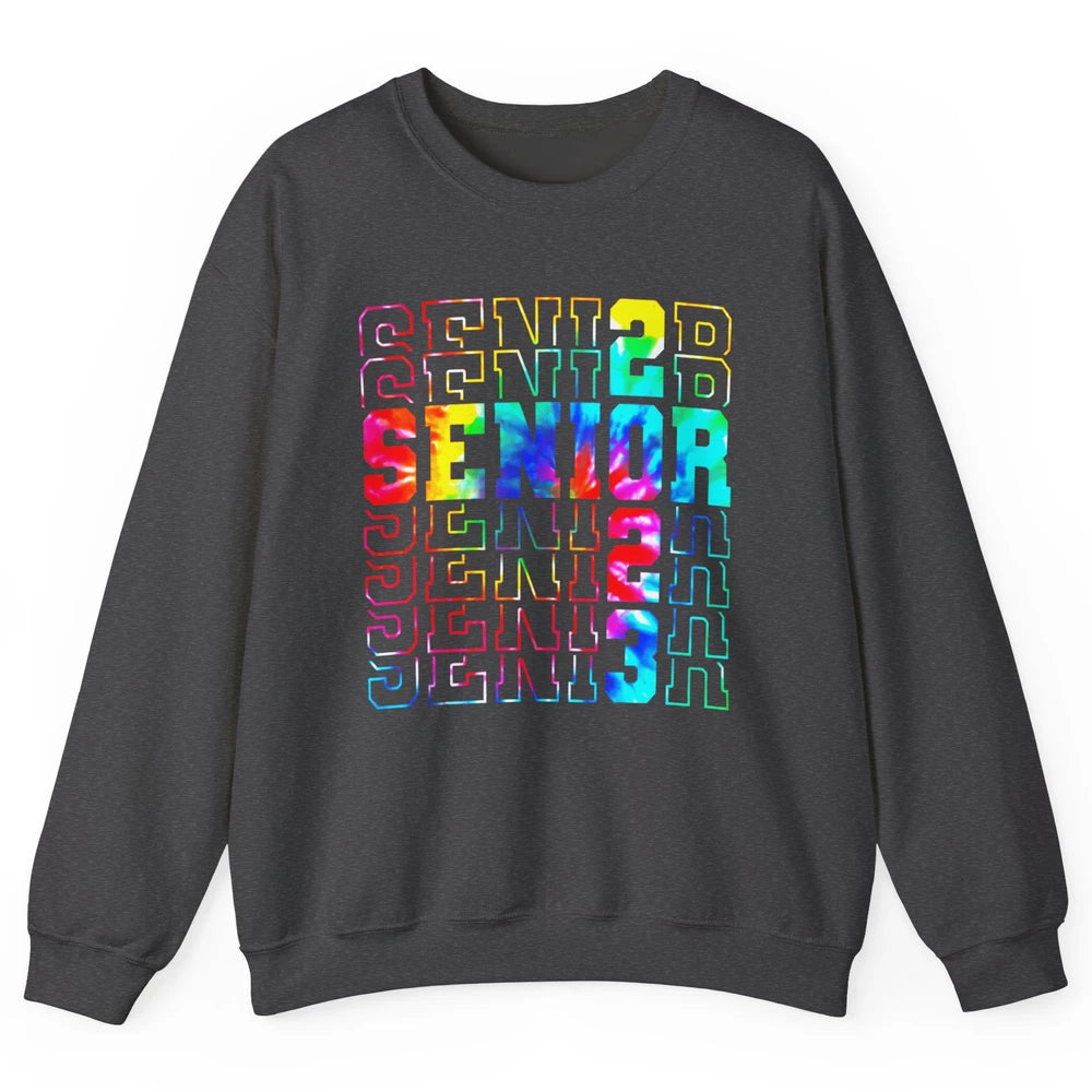 Tie Dye Senior 2023 Class Of 2023 Graduate Bachelor Gift Unisex Crewneck Sweatshirt