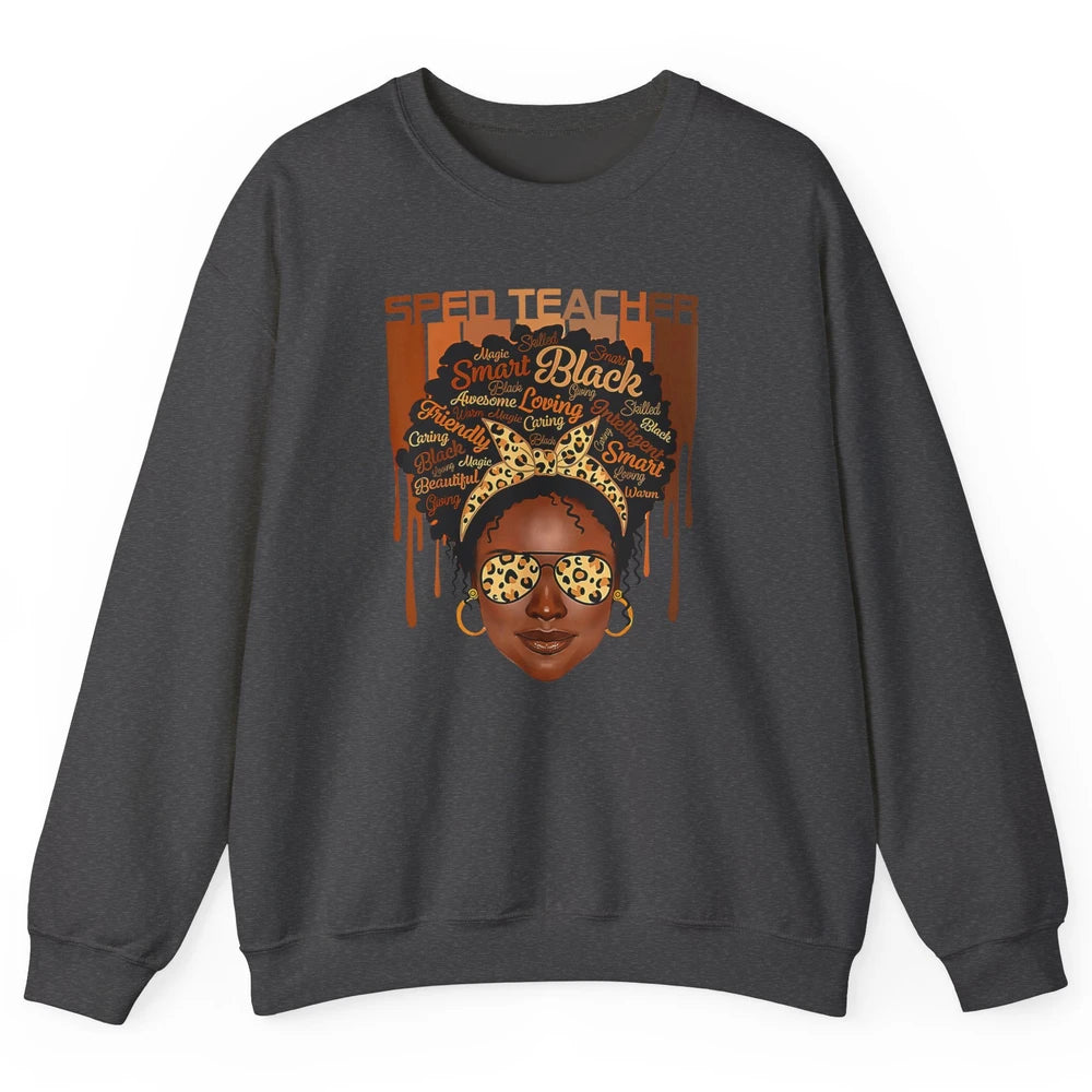 Black Woman Sped Teacher Afro Melanin Special Education SLP Unisex Crewneck Sweatshirt