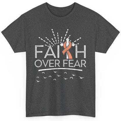 Faith Over Fear Peach Ribbon Uterine Cancer Awareness Month Classic Unisex T-Shirt