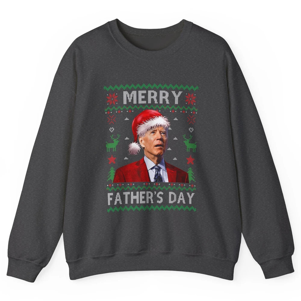 Funny Santa Hat Joe Biden Confused Ugly Christmas President Unisex Crewneck Sweatshirt