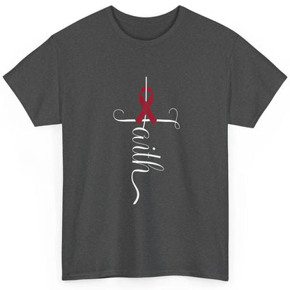 Burgundy Ribbon Faith God Multiple Myeloma Cancer Awareness Classic Unisex T-Shirt