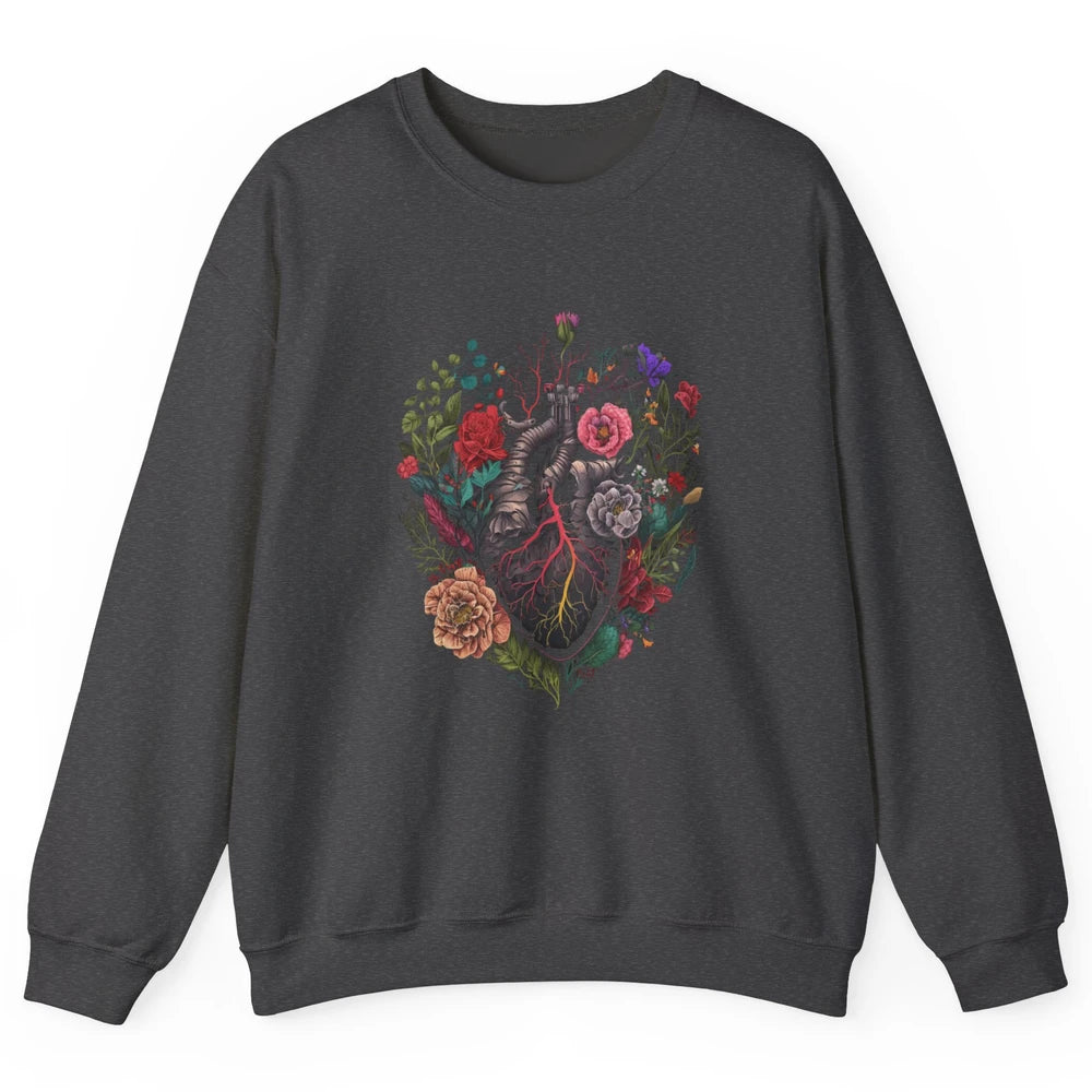 Anatomical Heart Show Your Love Anatomy Cardiologist Floral Unisex Crewneck Sweatshirt