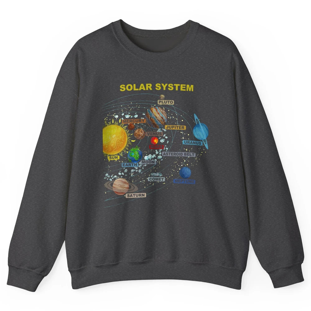 Solar System Graphic Planets Space Education Astronaut Gift Unisex Crewneck Sweatshirt