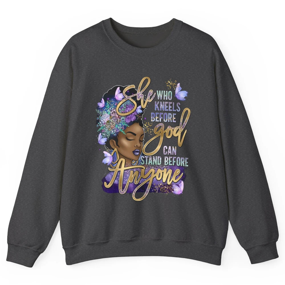 Black Girl She Who Kneels Before God Christian Afro Women Unisex Crewneck Sweatshirt