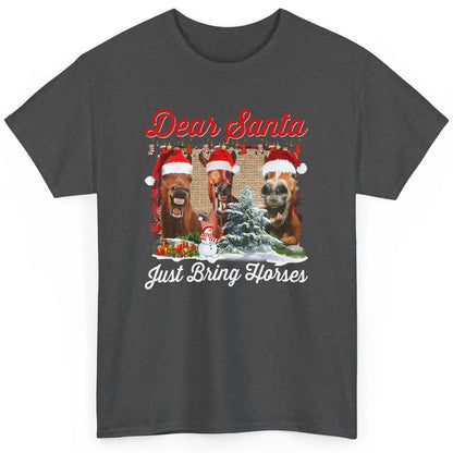 Merry Christmas Horse Dear Santa Just Bring Horses Xmas Hat Classic Unisex T-Shirt