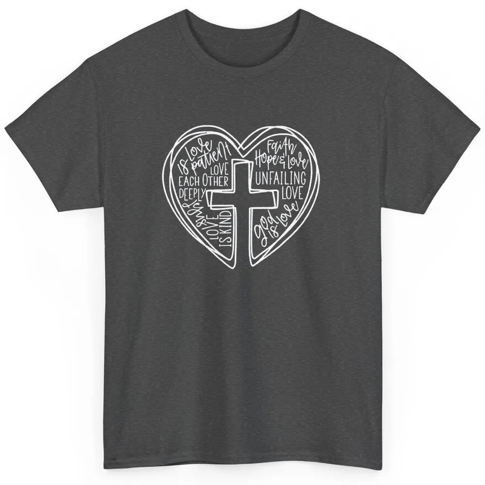 Christian Bible Verse Jesus Heart Love Cross Minimalist God Classic Unisex T-Shirt