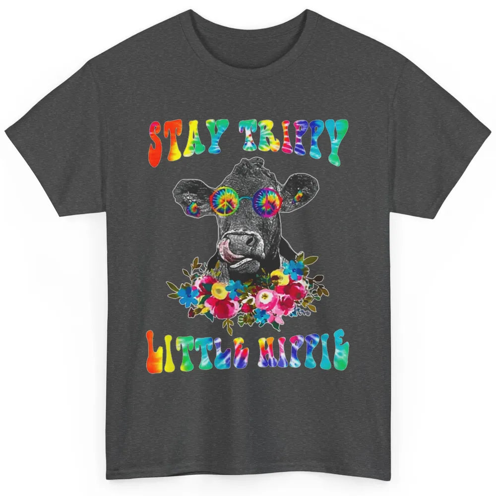 Stay Trippy Little Hippie Heifer Licking Highland Cow Peace Classic Unisex T-Shirt