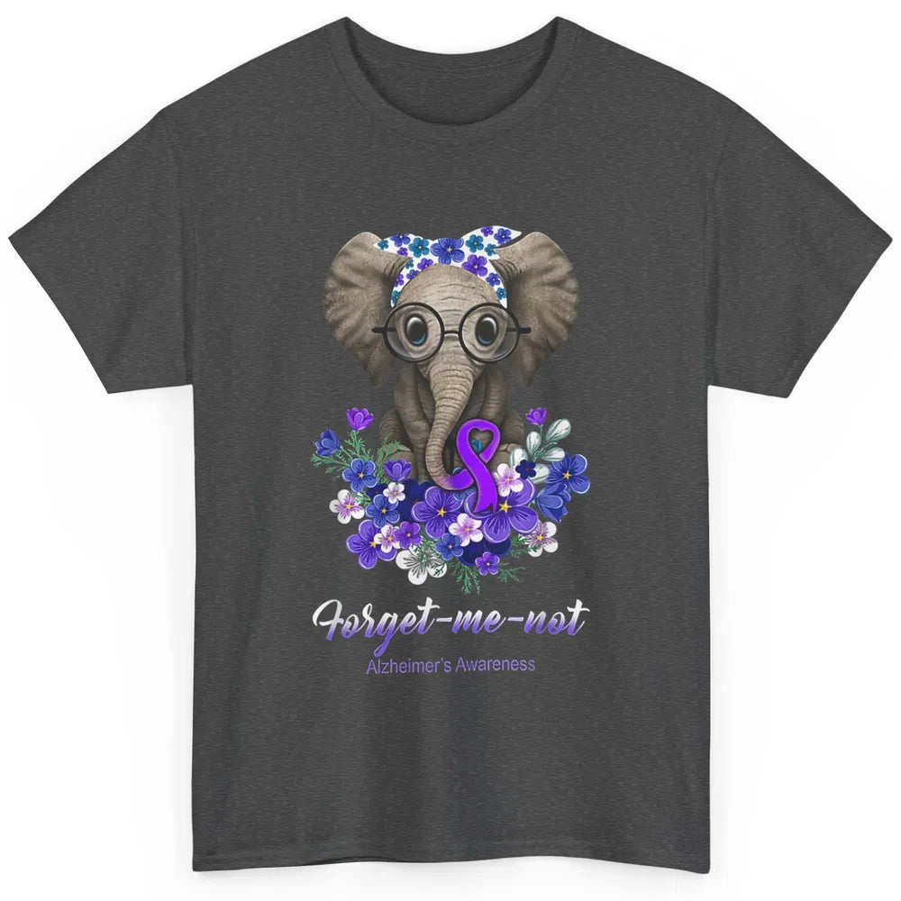 Forget Me Not Elephant Flowers Alzheimer Brain Awareness Classic Unisex T-Shirt