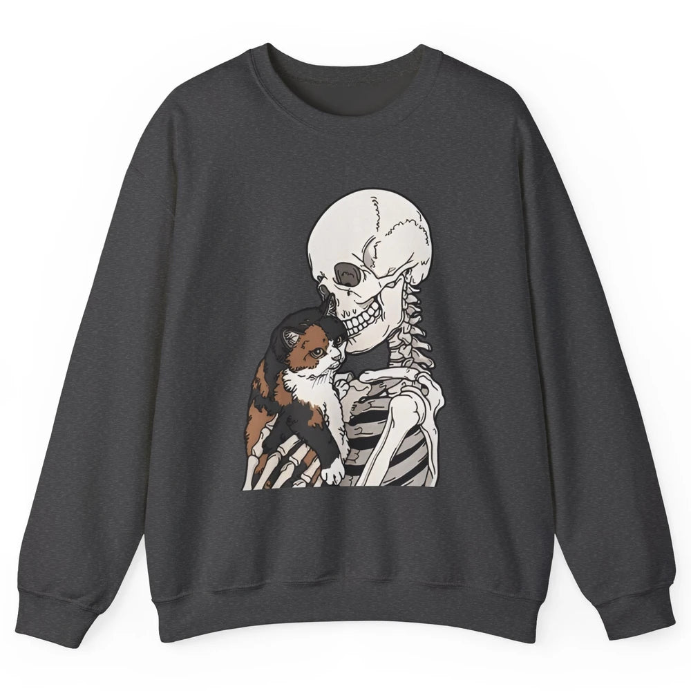 Cat And Skeleton Best Friends Of Cats Funny Cat Lovers Gift Unisex Crewneck Sweatshirt