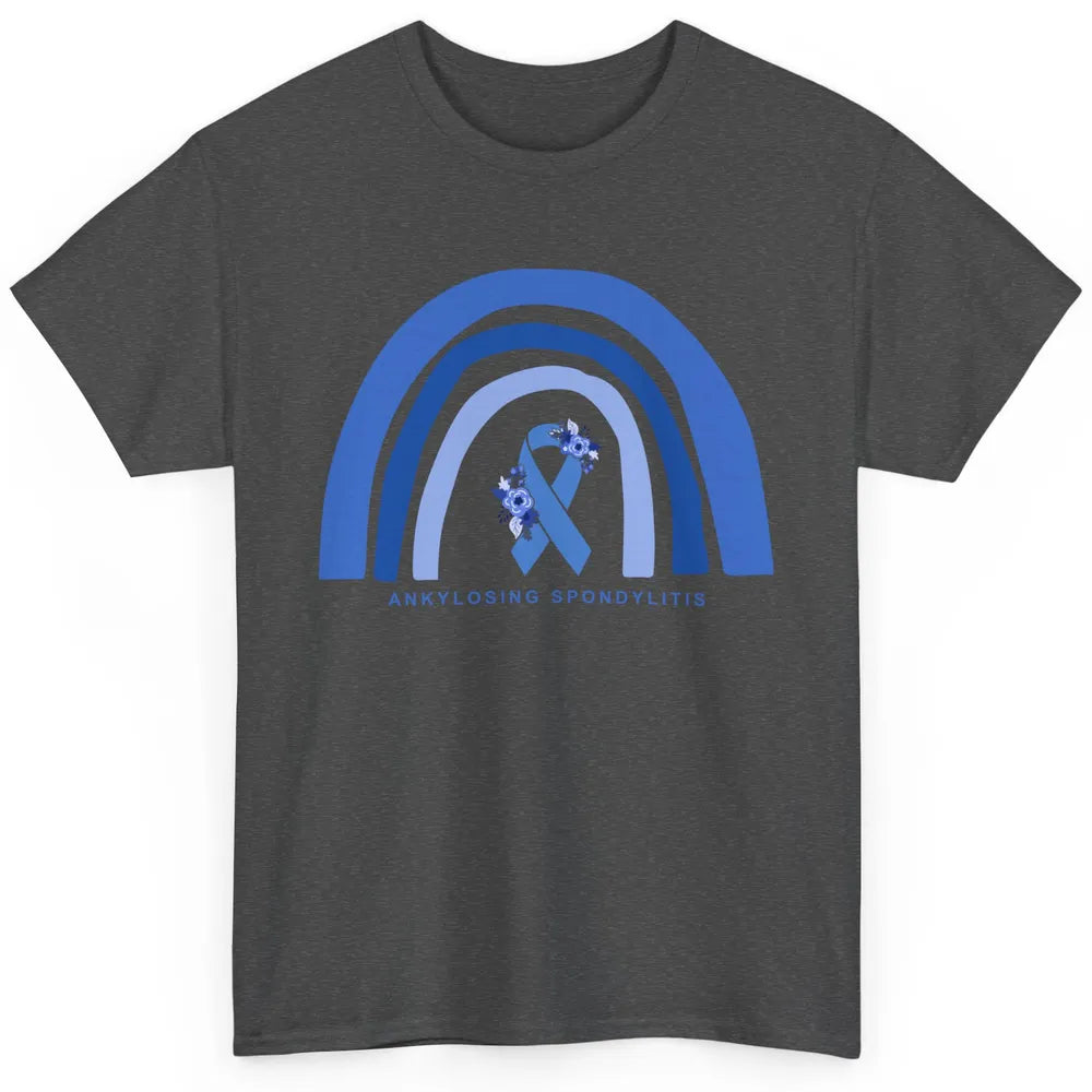 Ankylosing Spondylitis Awareness Support Floral Blue Ribbon Classic Unisex T-Shirt