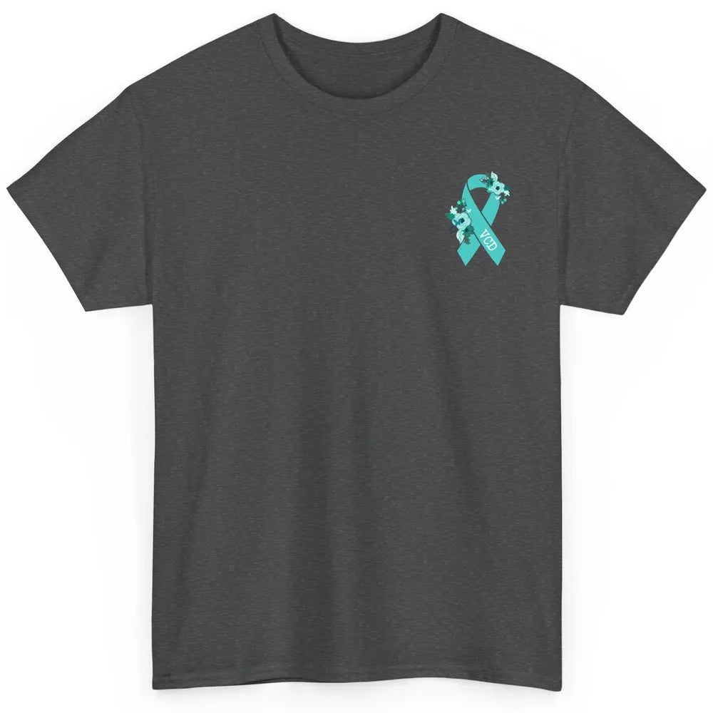 Vocal Cord Dysfunction Awareness Floral Teal Ribbon Rainbow Classic Unisex T-Shirt