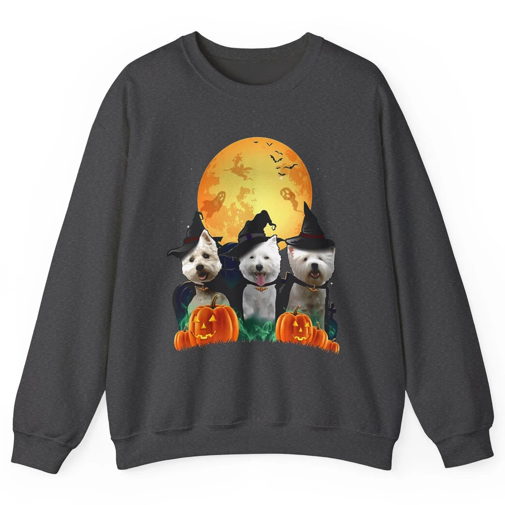 Westie Witch Pumpkin Jack-o-lantern Halloween Dog Mom Gift Unisex Crewneck Sweatshirt