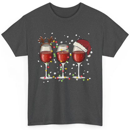 Christmas Red Wine Glass Santa Hat Reindeer Christmas Party Classic Unisex T-Shirt