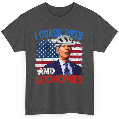 Anti Biden Falling Off Bike Crash Economies US Flag Democrat Classic Unisex T-Shirt