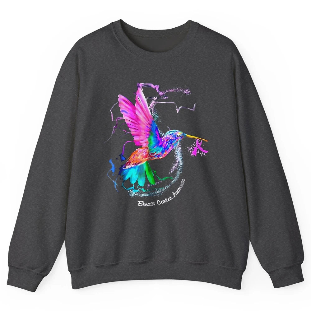 Breast Cancer Awareness Hummingbird Sunflower Pink Ribbon Unisex Crewneck Sweatshirt