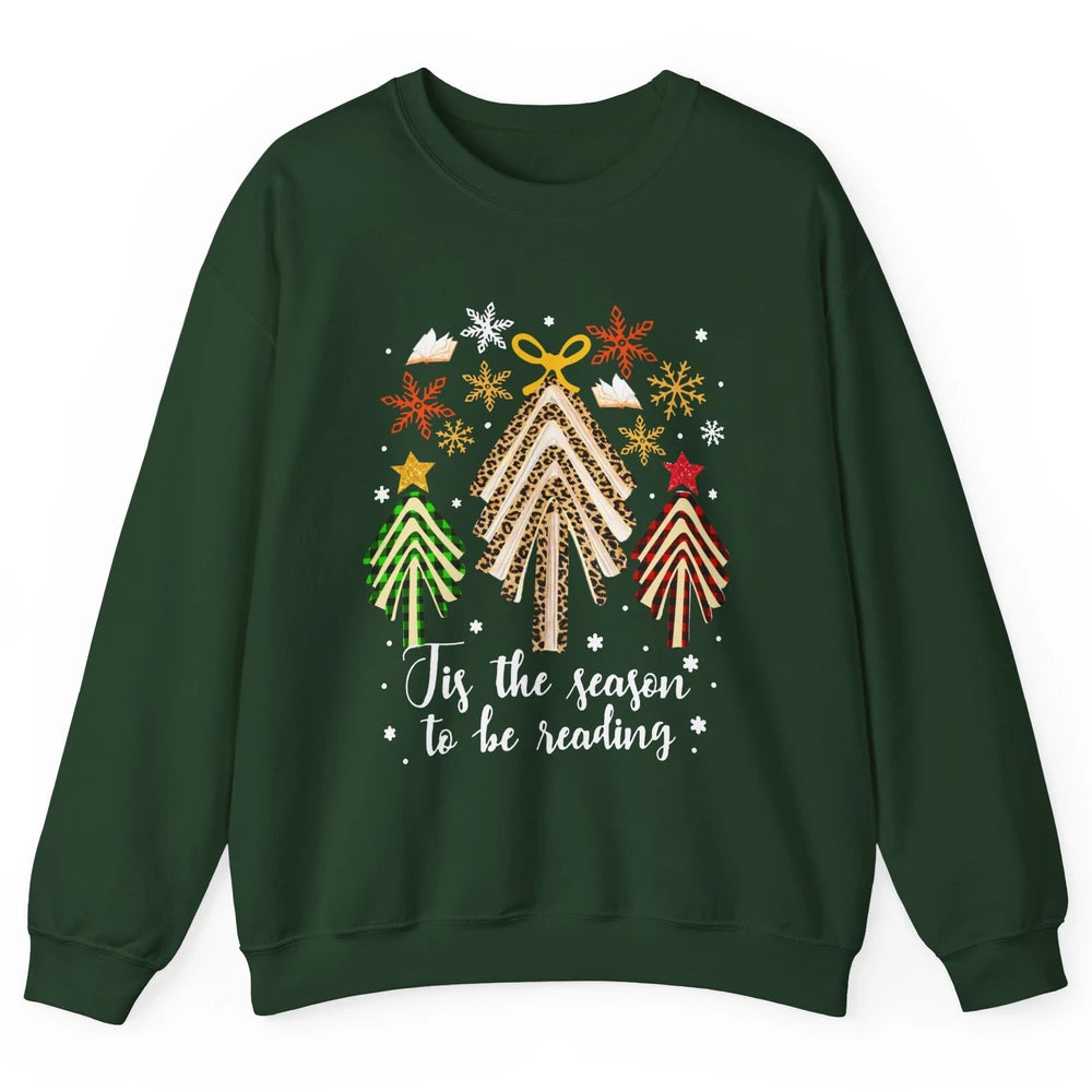 Books Christmas Tree Tis The Season To Be Reading Christmas Unisex Crewneck Sweatshirt