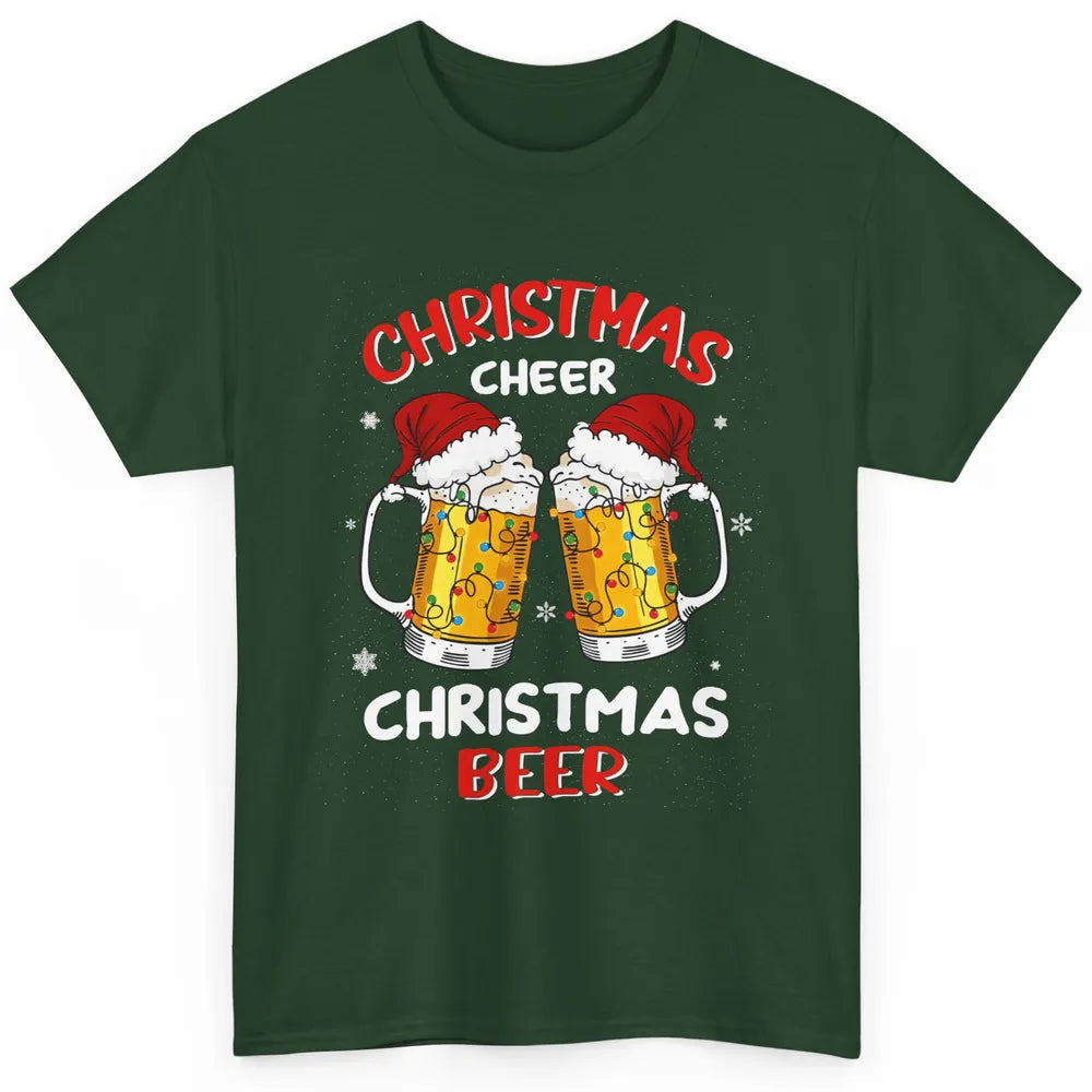 Christmas Cheer With Santa Hat Xmas Party Drinking Beer Classic Unisex T-Shirt