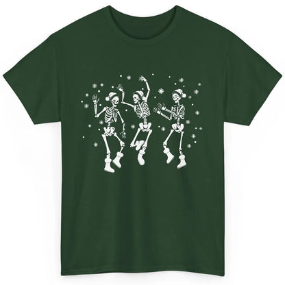 Funny Skeleton Christmas Dancing Snowflakes Santa Skeleton Classic Unisex T-Shirt