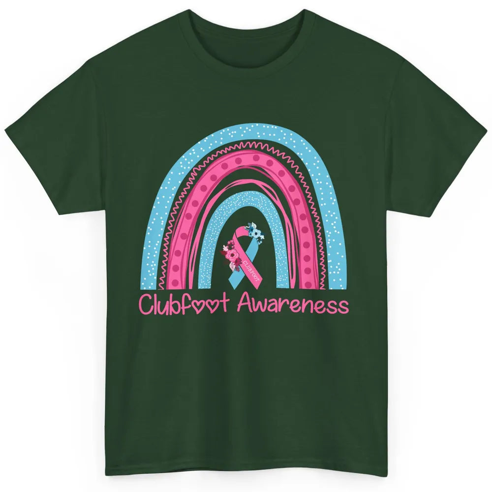 Clubfoot Awareness Support Pink Blue Ribbon Rainbow Clubfoot Classic Unisex T-Shirt