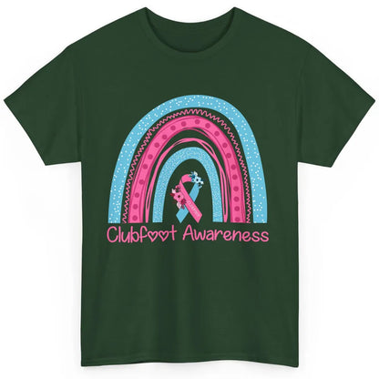 Clubfoot Awareness Support Pink Blue Ribbon Rainbow Clubfoot Classic Unisex T-Shirt