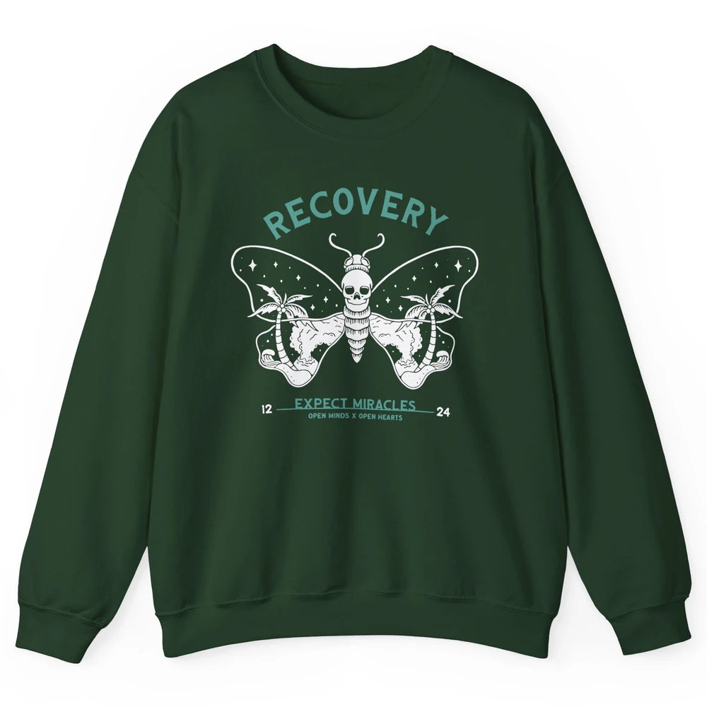 Butterfly Skull Skeleton Addiction Recovery Awareness Gothic Unisex Crewneck Sweatshirt