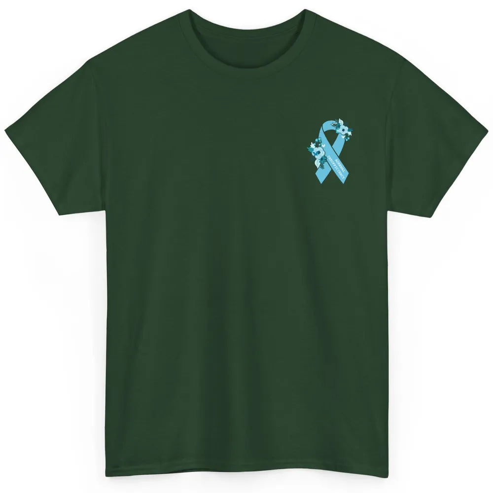 Adrenal Insufficiency Awareness Floral Light Blue Ribbon Classic Unisex T-Shirt