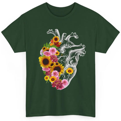 Floral Cardiology Anatomical Heart Doctor Medical Botany Classic Unisex T-Shirt