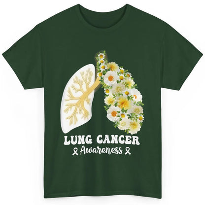 Floral Lung Cancer Awareness Warrior Wildflower White Ribbon Classic Unisex T-Shirt