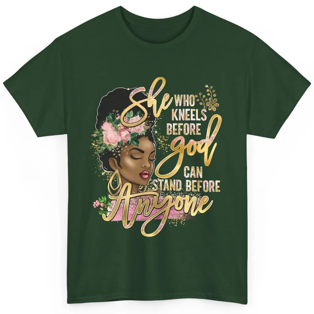 Black Girl She Who Kneels Before God Christian Afro Women Classic Unisex T-Shirt