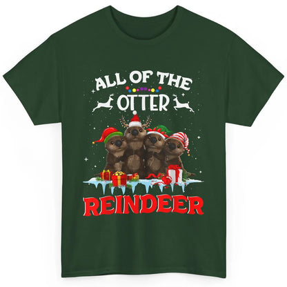 Merry Christmas All Of Otter Reindeer Funny Xmas Santa Hat Classic Unisex T-Shirt