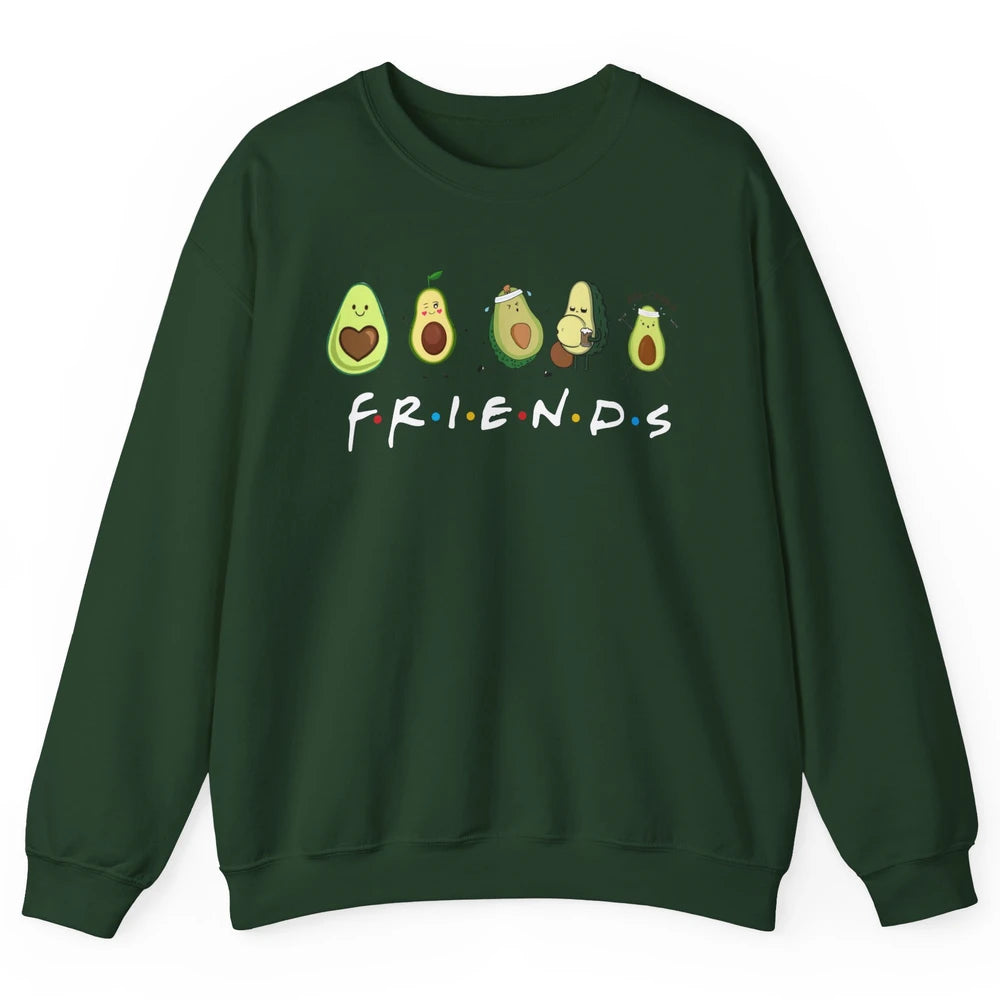 Avocado Friends Funny Avocado Running Drinking Avocado Lover Unisex Crewneck Sweatshirt