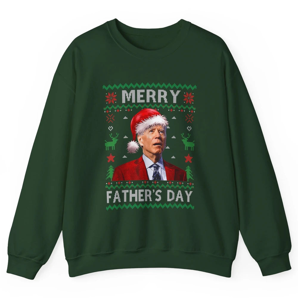 Funny Santa Hat Joe Biden Confused Ugly Christmas President Unisex Crewneck Sweatshirt