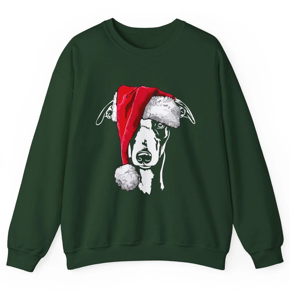 Merry Christmas Funny Whippet Santa Claus Hat Xmas Dog Retro Unisex Crewneck Sweatshirt