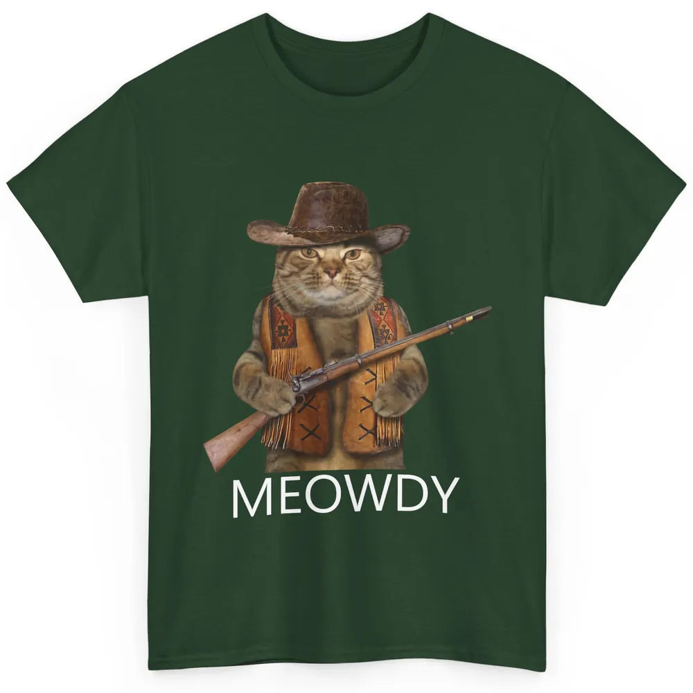 Funny Cat Cowboy Costume Meowdy Western Country Cat Lovers Classic Unisex T-Shirt