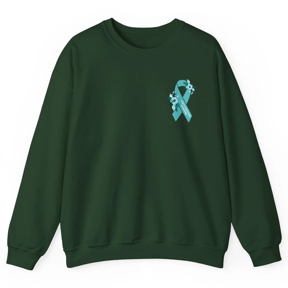 22q11.2 Deletion Syndrome Awareness Floral Teal Rainbow Unisex Crewneck Sweatshirt