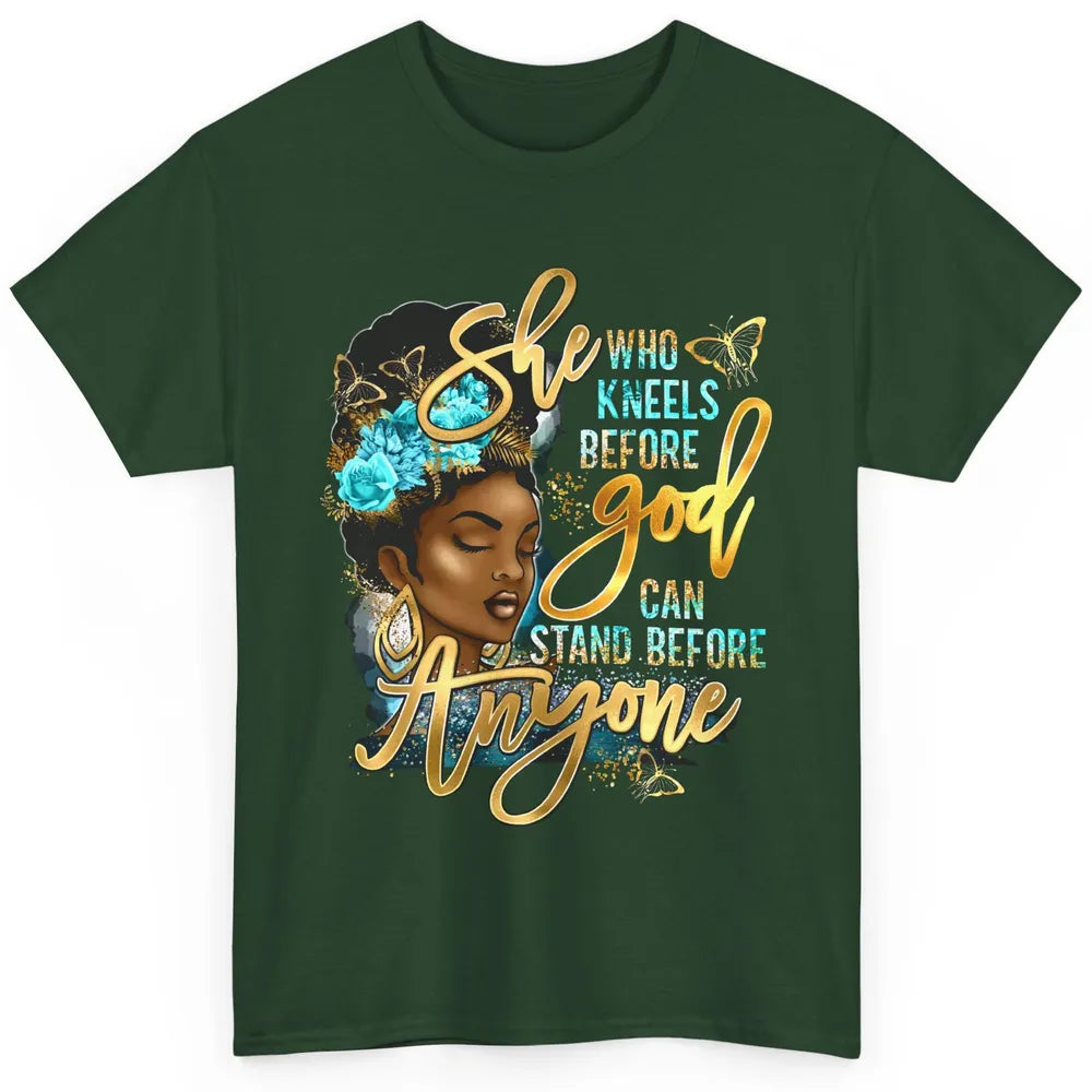 Black Girl She Who Kneels Before God Christian Afro Women Classic Unisex T-Shirt