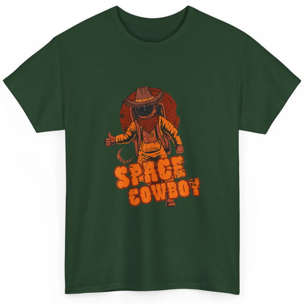 Retro Space Cowboy Cowgirl Rodeo Horse Astronaut Western Classic Unisex T-Shirt