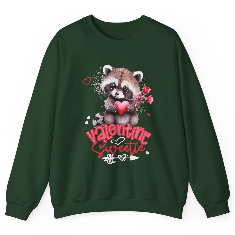 Adorable Baby Raccoon Cute Happy Valentine Sweetie Opossum Unisex Crewneck Sweatshirt