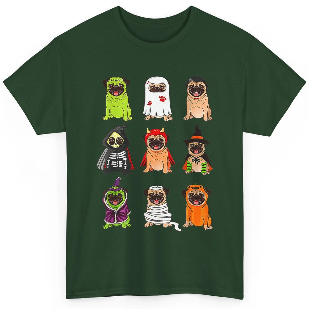 Cute Pug Dog Witch Ghost Boo Pumpkin Halloween Spooky Season Classic Unisex T-Shirt