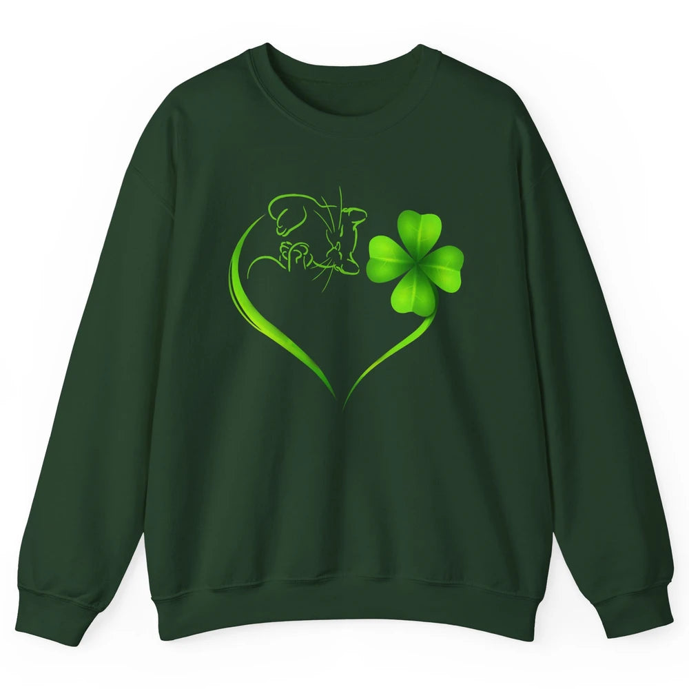 St Patricks Day Cat Shamrock Heart Go Lucky St Paddy Day Unisex Crewneck Sweatshirt