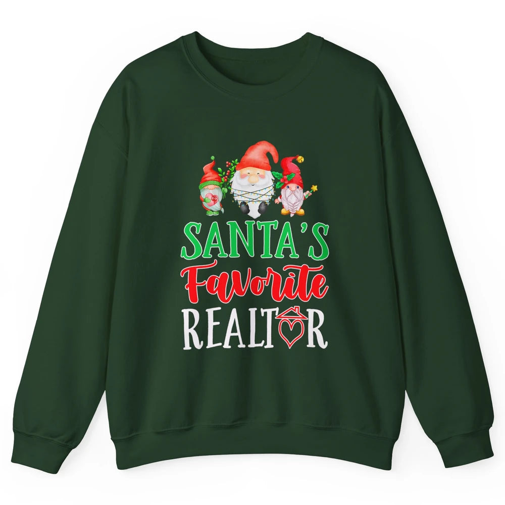 Christmas Xmas Gnomes Santa Favorite Realtor Real Estate Unisex Crewneck Sweatshirt